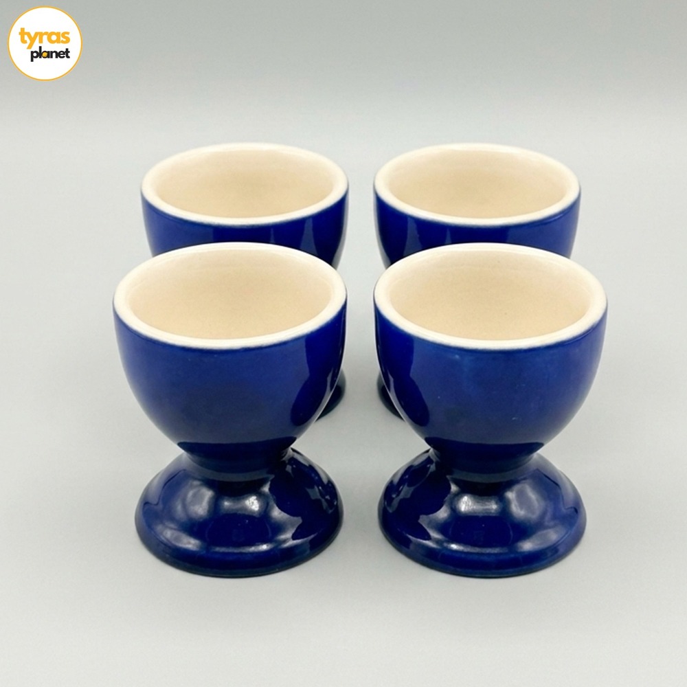 Le Creuset Footed Egg Cup Indigo Blue Stoneware Set Of 4